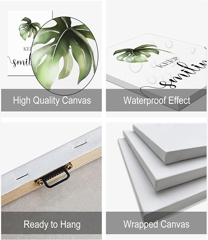 Boho Botanical Plant Inspirational Wall Decor, Motivational Wall Art, Office & Bedroom Wall Decor, Positive Quotes & Sayings, Daily Affirmations for Men, 8x10 inch (20x25 cm,Wooden Frames)
