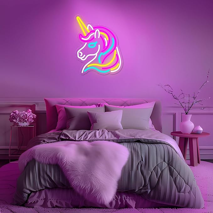 Unicorn Neon Sign for Wall Decor, Dimmable Colorful Unicorn Neon Lights for Girls Room, USB Powered Unicorn Led Signs for Bedroom Kids Room, Perfect Gifts Unicorn Lights for Girls(13"*12.6")