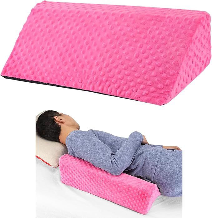 Wedge Pillow for Side Sleeping, Body Positioning Foam Wedge Pillow, Side Wedge Pillow for Sleeping Non-Slip Back Positioning Pillow for Bed Sore Wedge (Pink)