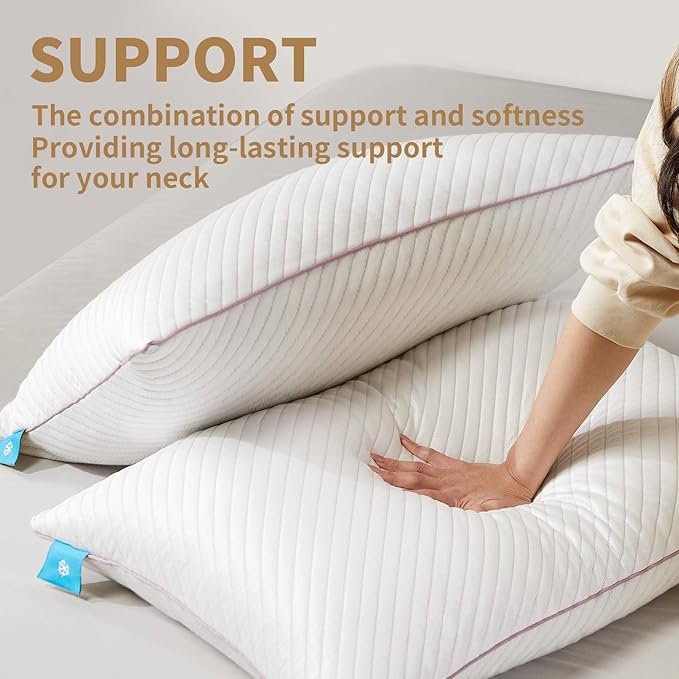 Pillows Standard Size Set of 2 Cooling Shredded Memory Foam Pillows for Bed