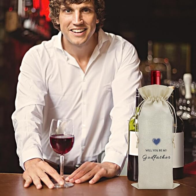 Sazuwu Godfather Gifts from Godchild Wine Bag Christian Gifts for Godfather from Godchildren Godfather Proposal Gifts for Men Wine Accessories Gifts for Wine Lovers Godfather Gifts for Fathers Day
