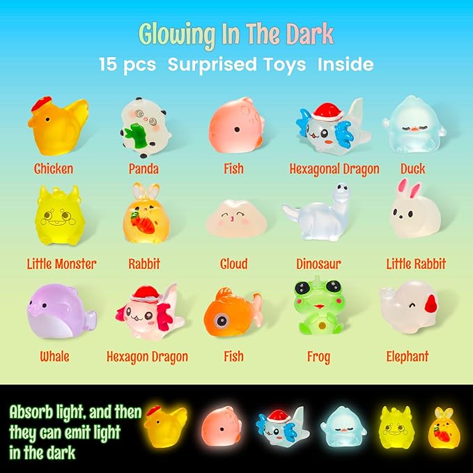 Bath Bombs with Toys Inside - 15pcs Bath Bombs with Glow in The Dark Surprise Inside, Natural and Colorful Bubble Bath Fizz for Kids, Gift Set for Birthdays, Halloween and Christmas