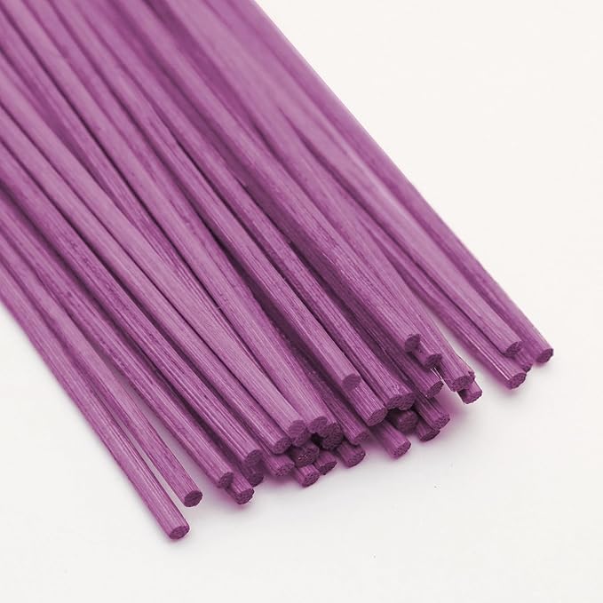VFULIE 100PCS Cane Diffuser Sticks, 10 Inch Natural Rattan Wood Sticks Essential Oil Aroma Diffuser Sticks Refill Replacement for Aroma Fragrance (Violet)