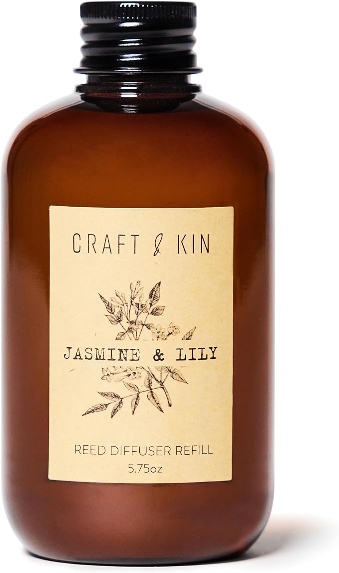 Jasmine & Lily Reed Diffuser Oil Refill | Reed Diffuser Refill for Craft & Kin Diffusers | Long Lasting Home Fragrance - 5.75 oz