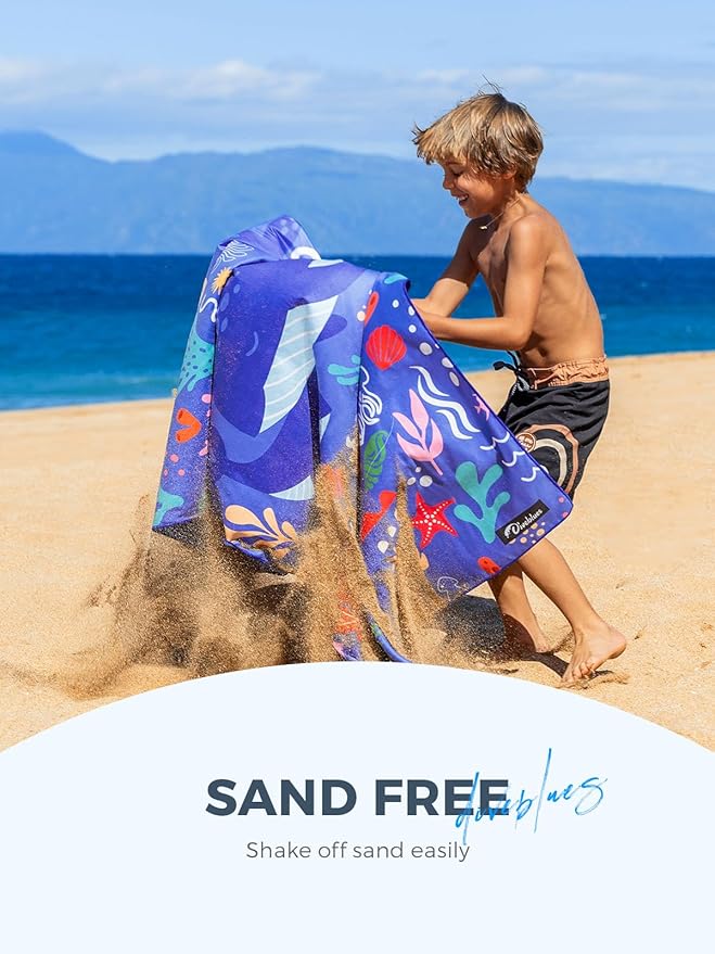 Kids Beach Towels 2 Pack 60''x30'', Quick Dry, Sand Free, Compact, Lightweight, Absorbent, Girls & Boys Large Microfiber Towels Gifts for Pool, Swim, Cruise Essentials