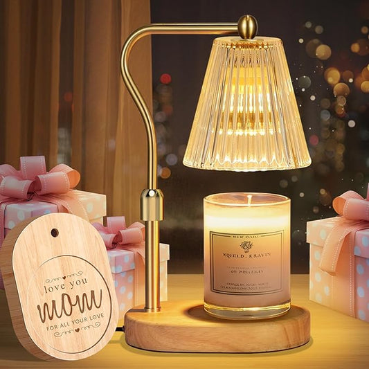 Candle Warmer Lamp with Timer and Dimmer, Candle Warmer Adjustable Height for Mom Birthday Gifts, Electric Wax Melt Warmer with 2 Bulbs for Scented Jar Candles Home Decor
