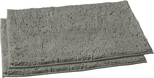 LuxUrux 2 Pc Set – Plush Chenille Bathroom Rug Mat Set, Extra-Soft Bath Mat for Shower & Bathroom, Highly Absorbent Microfiber, Non-Slip Backing for Safety & Comfort.(20 x 30, Warm Grey)