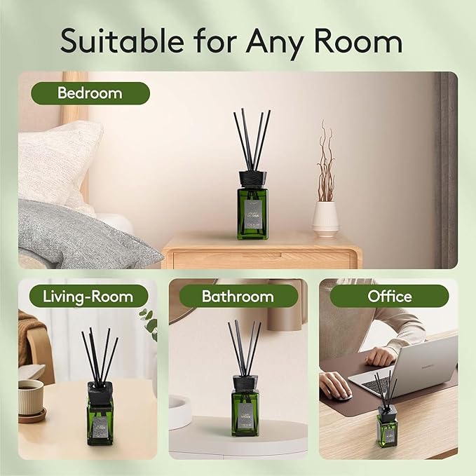 Floral Reed Diffuser Set, Jasmine & Lily of The Valley Scented Diffuser with Sticks, Reed Diffusers for Home and Office Decor