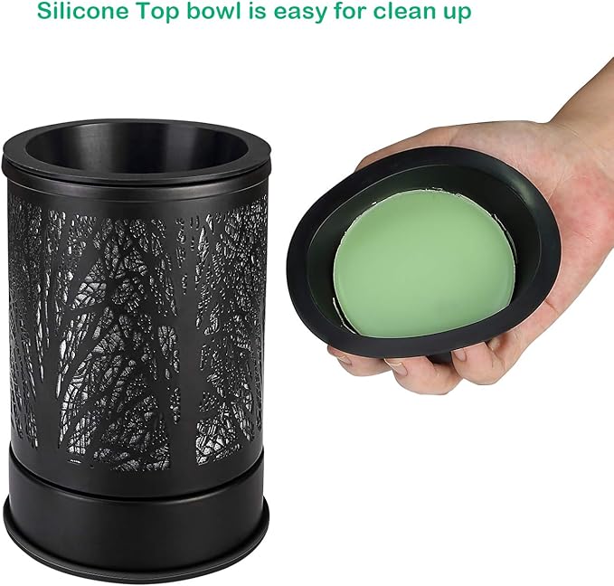 Fragrance Wax Melts Warmer with 7 Colors LED Changing Light Classic Black Forest Design Scent Oil Candle Warmer