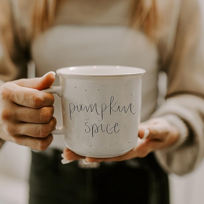 Sweet Water Decor Fall Coffee Mugs | Seasonal 16oz Ceramic Campfire Coffee Cup | Microwave & Dishwasher Safe Autumn Mug Great for Halloween, Pumpkin Spice Lattes & Thanksgiving (Pumpkin Spice)
