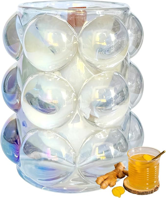 Multi Color Bubbles Glass Soy Wax Scented Candle, Aromatherapy Jar Candles for Home Scented or As a Christmas Holiday Candle Gift for Your Lover(Scents White Tea Ginger/7OZ/40Hours Burning) ﻿