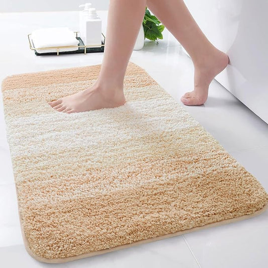 Arotive Microfiber Bathroom Rugs, Shaggy Soft and Absorbent Bath Rug, Non-Slip, Thick Plush Machine Washable Dry Bath Mats for Bathroom, Tub and Shower, 24x16, Beige