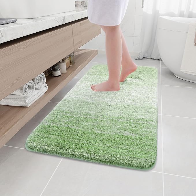 Arotive Microfiber Bathroom Rugs, Shaggy Soft and Absorbent Bath Rug, Non-Slip, Thick Plush Machine Washable Dry Bath Mats for Bathroom, Tub and Shower, 44x24, Sage Green