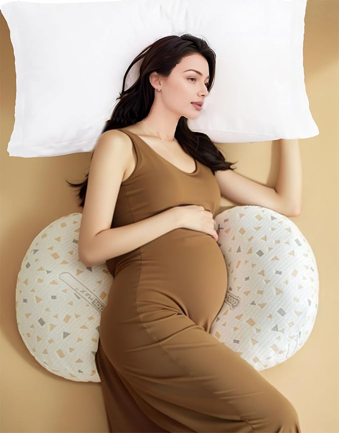 Pregnancy Pillows for Sleeping, Portable Maternity Pillows for Side Sleeper, Support for The Back, Belly and Legs, Adjustable and Detachable with Pillow Covers, Grey