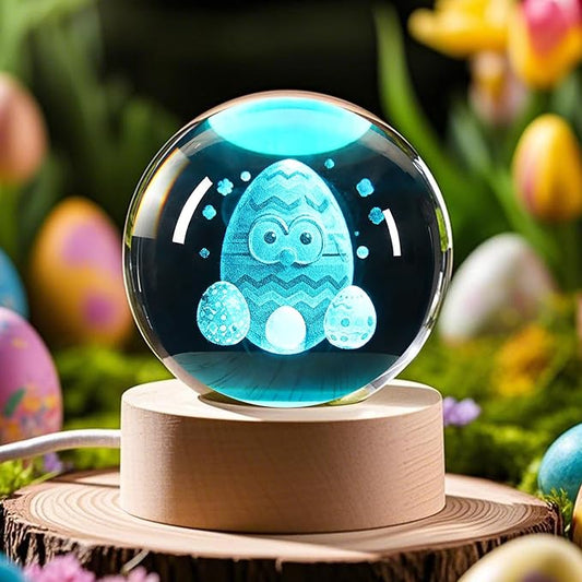 Easter Decorations Eggs 3D Crystal Ball Light-Up Easter, Easter Gifts for Kids, Daughters, Sons, Moms, Birthday Gifts for Women Party Home Garden Decor