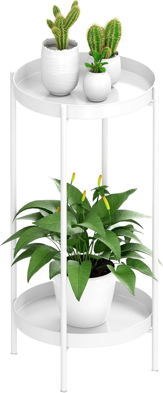 OVICAR Plant Stand Indoor Outdoor - Metal Flower Pot Holder Table Tall Potted Rack Organizer Rustproof Plant Display Shelf For Home Garden Patio Balcony Office Living Room Bathroom Corner (White)
