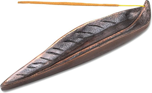 Raajsee Incense Holder Set with Nag Champa Incense Sticks 15gm,Curve Leaf Incense Stick Burner, Brass Incense Burner,Modern Stick Incense Holder for Yoga, Meditation,Home Décor Size 10x3 inches Copper