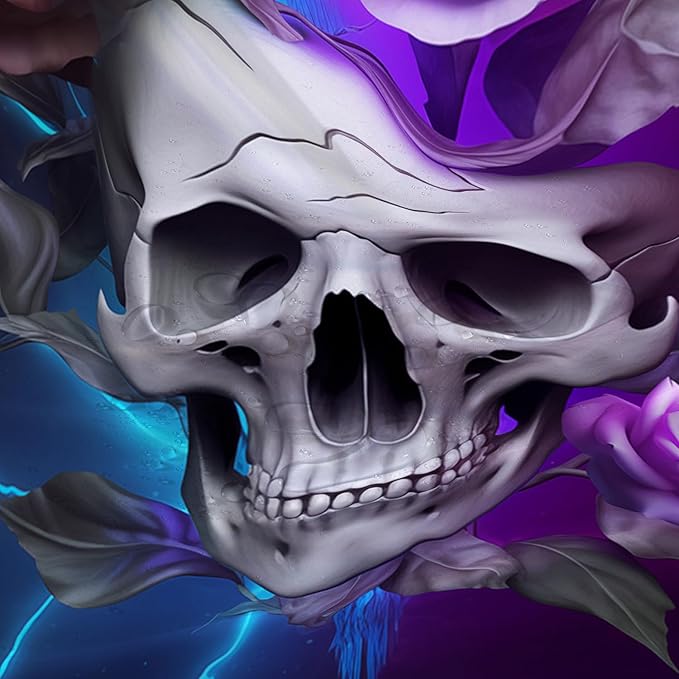 AILONEN 3D Skull Shower Curtain,Purple Rose with Skeleton Design Shower Curtain Set with Hooks for Boys Girls Teens,Gothic Skull with Light Waterproof Fabric Shower Curtain for Bathroom,60" W*72" H