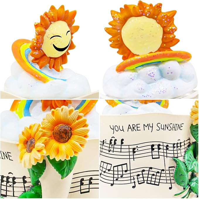 Sunflower Music Box Sunshine Gift, Birthday Anniversary Christmas Mother Day Snow Globe Gift for Mom Grandma Daughter Wife Girlfriend Women, Sunflower with Light Play You are My Sunshine
