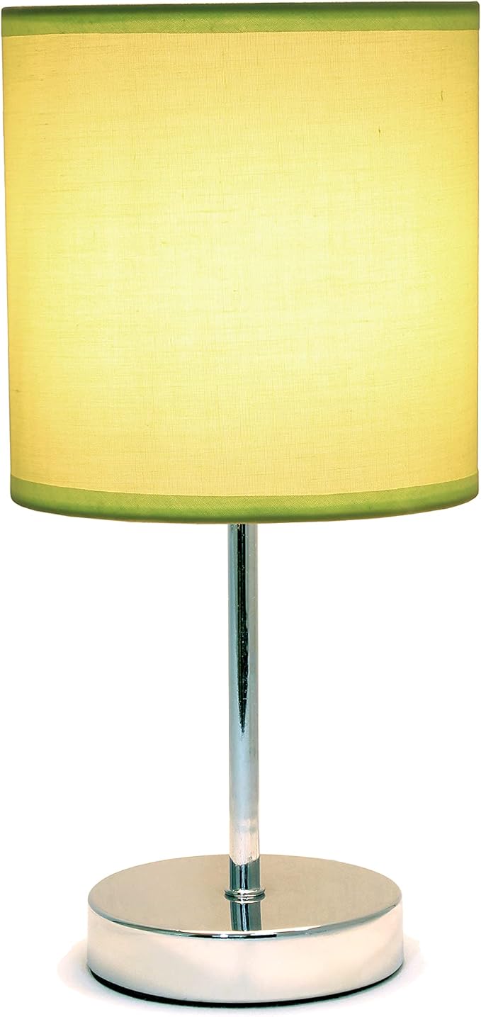 Simple Designs LT2007-GRN Chrome Mini Basic Table Lamp with Fabric Shade, Green