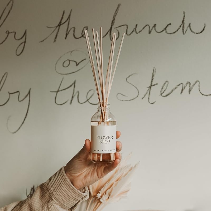 Sweet Water Decor Reed Diffusers for Home - Reed Diffuser for Bathroom with Pink Peppercorn Scent - Reed Oil Diffuser Non Toxic & Cruelty Free Jasmine Bergamot & Rose Scented - Flower Shop 3.5oz