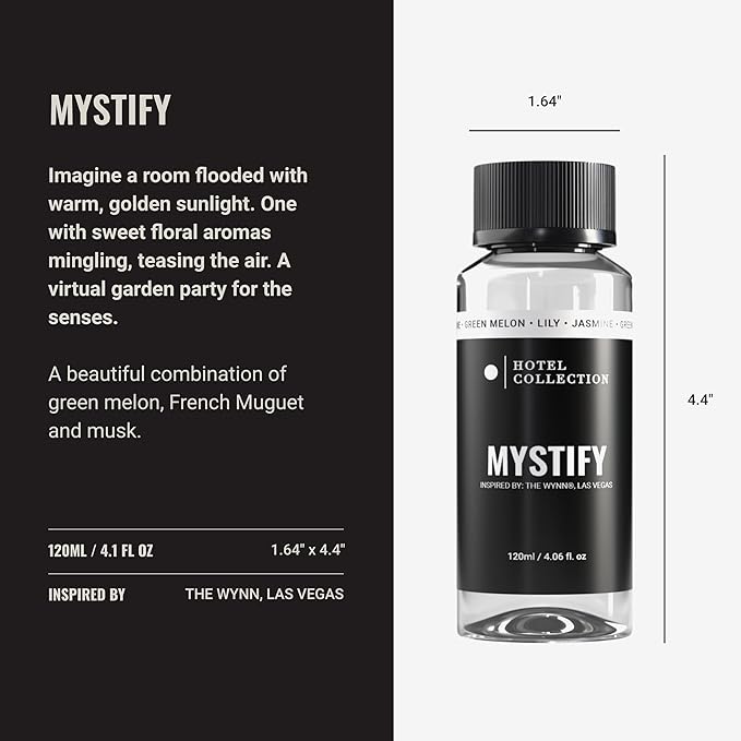 Hotel Collection - Mystify Essential Oil Scent - Luxury Hotel Inspired Aromatherapy Scent Diffuser Oil - Honeydew Melon, Sweet Raspberries, Lily, Jasmine & Lemon - for Essential Oil Diffusers - 120mL
