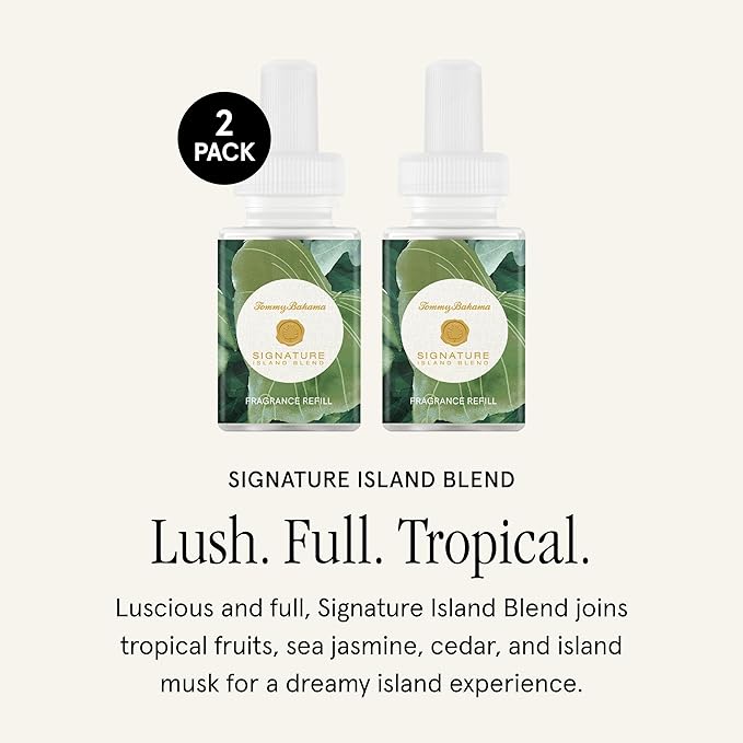 Pura & Tommy Bahama Home Scent Refill - Smart Home Air Diffuser - Up to 120-Hours of Premium Fragrance per Refill - Household Essential - Diffuser Fragrance - 2 Pack, Signature Island Blend