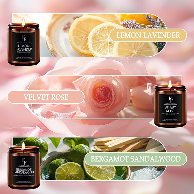 Scented Candles Set, Soy Wax 6 Pack 42 Oz Aromatherapy Candles Gift Set for Women Men (Sage/Vanilla/Lemon/Sandalwood/Mint/Rose