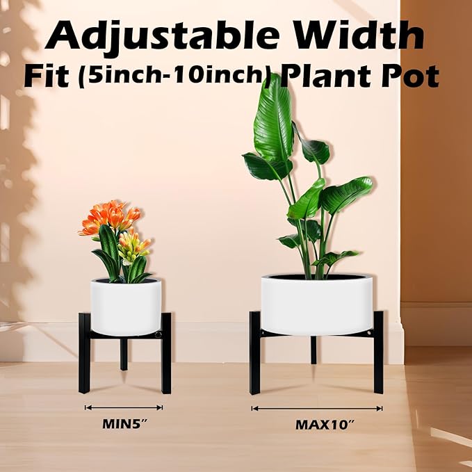 Mini 3Legs Adjustable Metal Plant Stand for 5"-10" Plant Pot – Indoor & Outdoor (Black, 1 Pack)