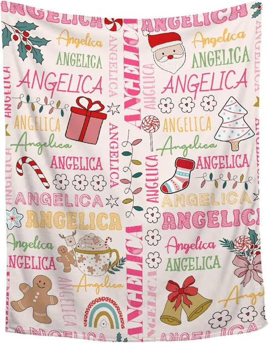 Custom Christmas Blanket | Personalized Holiday Blanket for Boys Girls | Plush Cozy Custom Name Blanket | Christmas Decor Personalized Gifts Name Blanket | 30"x40"-Toddlers/Crib Size