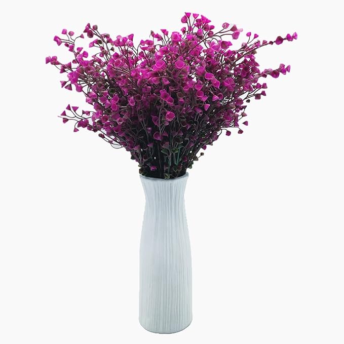 CATTREE Artificial Shrubs Bushes, Plastic Fake Green Plants for Wedding Indoor Decor Home Garden Verandah Kitchen Office Table Centerpieces Arrangements Christmas Decoration Fuchsia 4 pcs