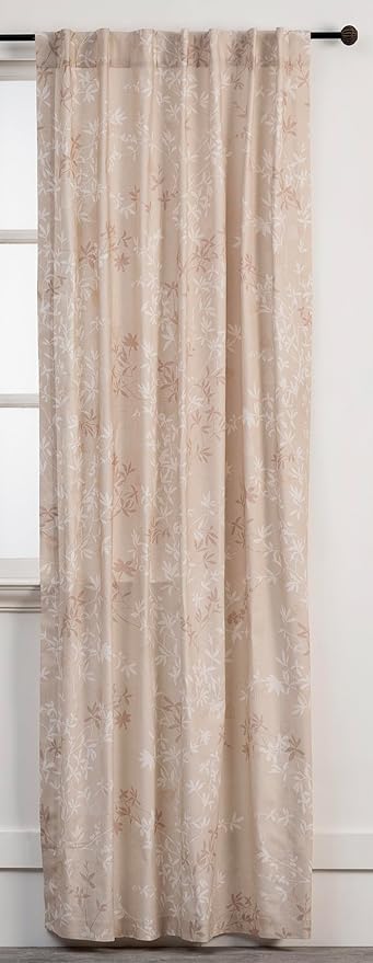 Maison d' Hermine Curtains for Living Room 100% Cotton 84 inch Length One Panel Light Filtering Curtains for Bedroom Windows with Rod and Loop Pockets Drapes (Louxor Beige, 50" W x 84" L)