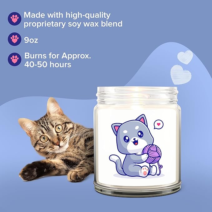 1OAK Lavender Scented Candles - Cat Lady Gifts for Women - Cat Candle - Made in USA
