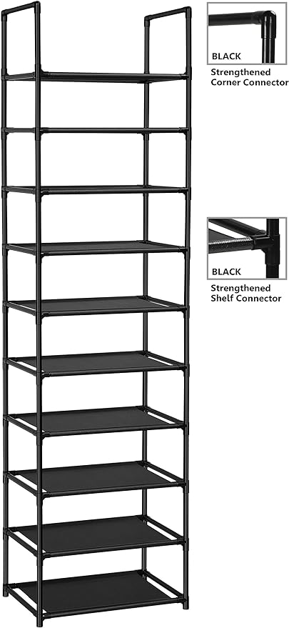 FIDUCIAL HOME 10 Tiers Shoe Rack 20-25 Pairs Sturdy Shoe Shelf