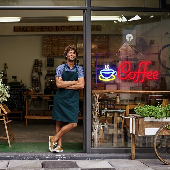 JFLLamp Coffee Neon Signs for Wall Decor Led Lights for Coffee Bar Led Sign Room Decor Aesthetic Suitable for Living Room Bistro Cafe Shop Man Cave Party Christmas Halloween 5V Usb Power