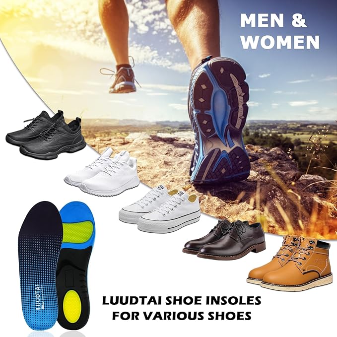 Plantar Fasciitis Insoles Men Women 220+ lbs Heavy Duty Support High Arch Orthotics Inserts for Flat Feet Work Boot Shoes Insoles,Trim to Fit,2 Pair(Men 4-4.5/Women 5.5-6)