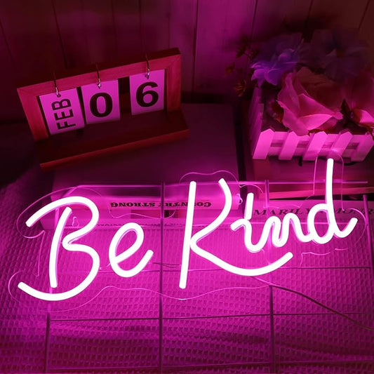 JFLLamp Be Kind Neon Signs for Wall Decor Neon Lights for Bedroom Led Signs Suitable for Living Room Man Cave Beer Bar Game room Hotel Birthday Party Restaurant Wedding Christmas17.5 * 7 Inch(Pink)