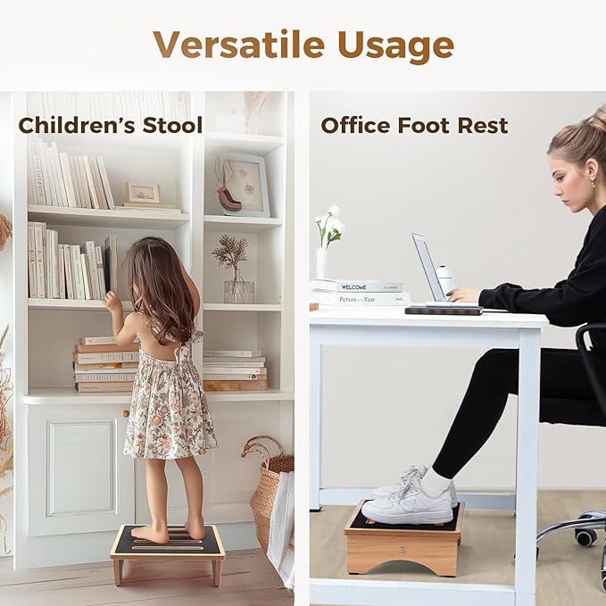 StrongTek 5" High Wooden Bed Step Stool for Adults, Sturdy Bedside & Shower Steps, 440lb Capacity, Versatile Mobility Aid for Seniors, Kitchen Use, Surgery Recovery, Anti-Slip, Portable Design