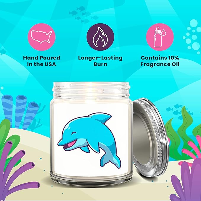 1OAK Lavender Scented Candles - Dolphin Candle - Dolphin Gifts for Women Adults - Made in USA