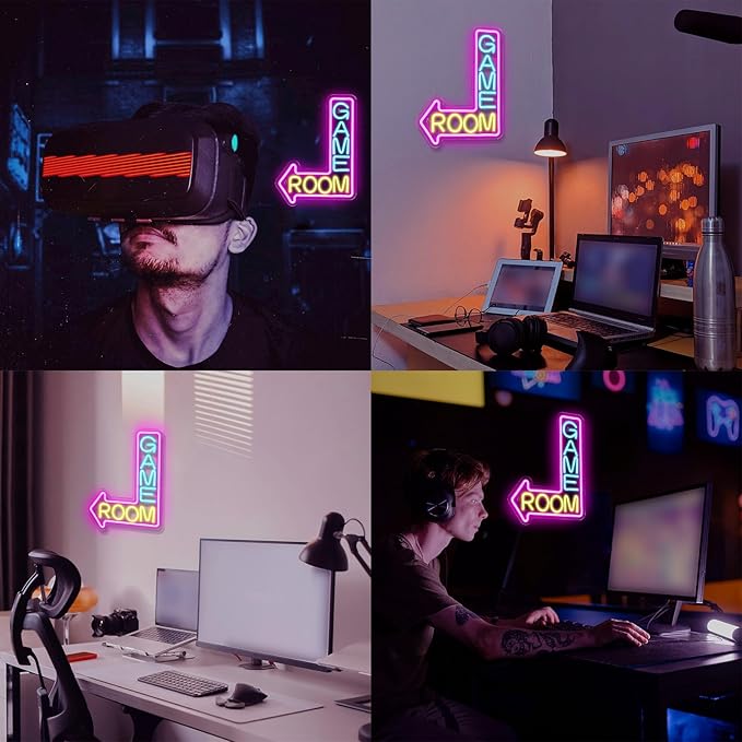 Gamerneon Game Room Neon Sign Gaming Led Neon Lights for Wall Decor Man Cave Light Up Signs for Game Room Teen Boy Bedroom Home Bar Gaming Club Decorations Gifts
