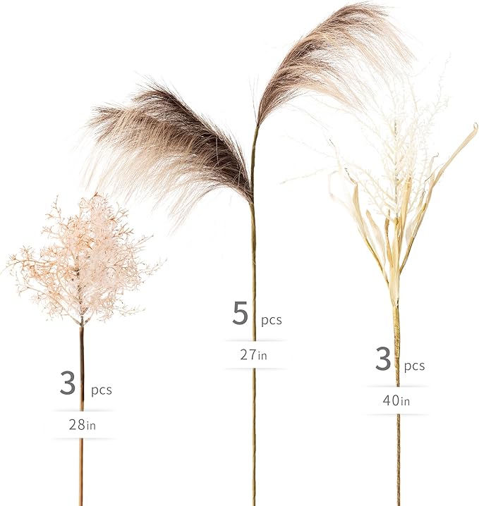 MISSPIN 11 PCS 28 inch Artificial Fall Pampas Decor Stems, Fall Decorations Table Indoor Outdoor Halloween Thanksgiving Farmhouse Arrangement Decorations for Front Door Wedding Centerpieces in Autumn