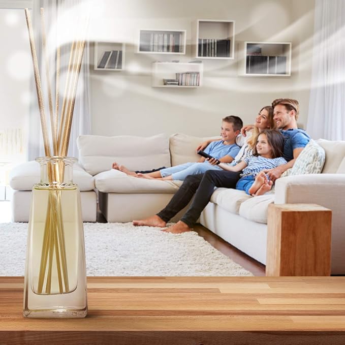 Reed Diffuser with Natural Essential Oil Lavender 3.4 Fl Oz - Lavanda Diffuser - Scented Reed Diffuser - Gift Set w/Bamboo Sticks - Best for Aromatherapy - Home - Office - Fitness