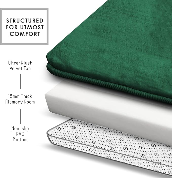 Clara Clark Bathroom Rugs, Velvet Memory Foam Bath Mat, Non-Slip Bath Rugs, Machine Wash, Dries Quickly, Ultra Soft Plush Bath Mats for Bathroom,