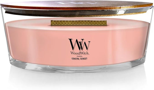 WoodWick Coastal Sunset Scented Ellipse Candle, Crackles as it burns, Up to 50 hrs burn time, Perfect for gifting, 16oz