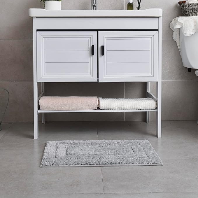 GRANNY SAYS Gray Bathroom Rugs, Bath Mats for Bathroom Non-Slip, Super Soft and Water Absorbent, Microfiber Bath Rugs, Machine Wash Dry, Bath Rugs for Floor, Tub and Shower, 16" x 24"