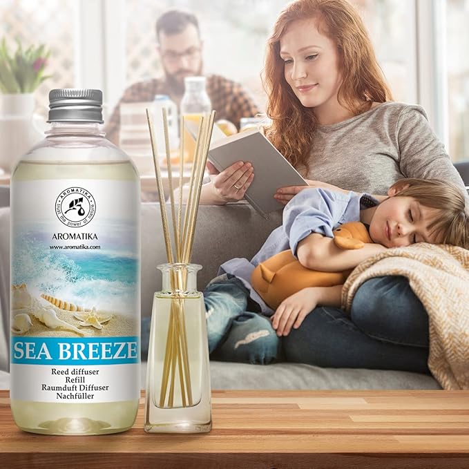 Reed Diffuser Refill Sea Breeze 17 Fl Oz - Room Diffuser Refill - Home Fragrance - Fresh Fragrance - Sea Breeze Diffuser - Scented Diffuser with Fresh Scent - Room Freshener - Long Lasting Fragrance