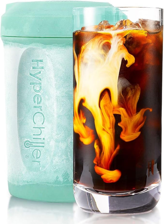 HyperChiller HC1 Patented Iced Coffee/Beverage Cooler, NEW, IMPROVED,STRONGER AND MORE DURABLE! Ready in One Minute, Reusable for Iced Tea, Wine, Spirits, Alcohol, Juice, 12.5 Oz, Mint