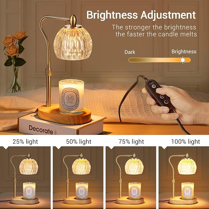 [Set of 2] Candle Warmer Lamp, Candle Warmer with Timer & Dimmer Height Adjustable for All Size Scented Candles, [Gold] with 2 * 50W Bulbs for Mothers Day Gifts