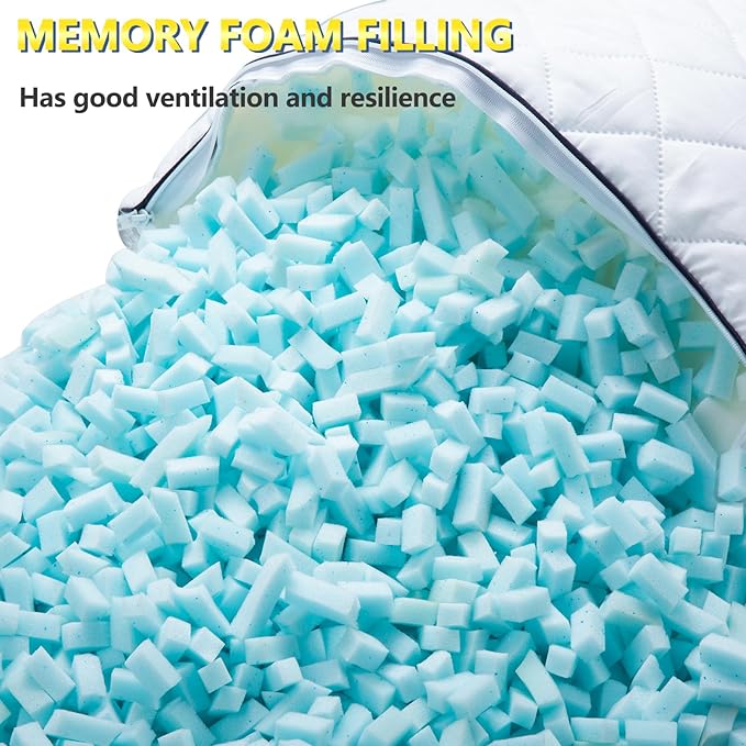 AS AWESLING Soft Pillows for Sleeping - Shredded Memory Foam Bed Pillows Set of 2 for Side Back Stomach Sleepers (King(20 * 36 inches))
