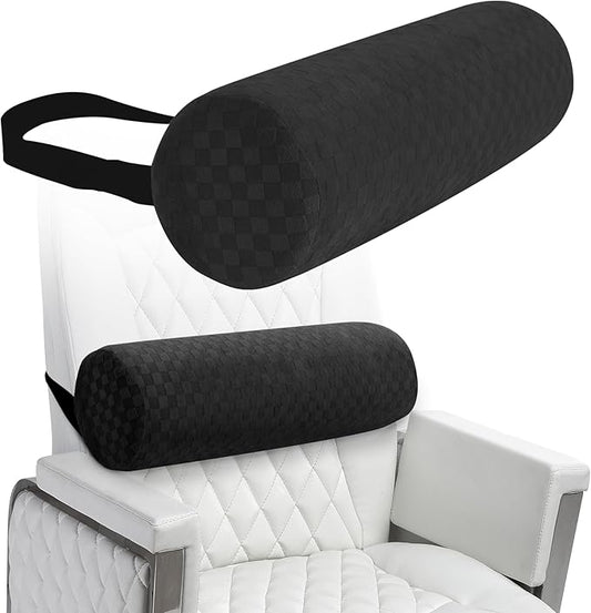 Lumbar Roll Pillow for Lower Back, Lumbar Support Foam Roll Cushion with Pillowcase and Upgraded Strap for Office, Chair, Car, Seat Pain Relief & Improving Posture (Black, Long-15 * 4.3'')